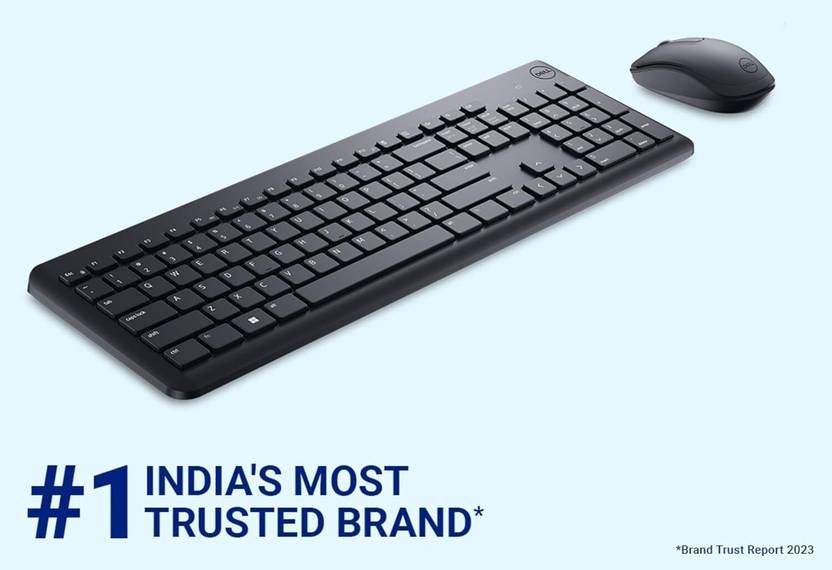 DELL KM3322W Keyboard & Mouse Combo, Anti-fade & Spill-resistant Keys Wireless Standard Laptop Keyboard Compatible with Desktop, Laptop, Mac with 1000 DPI Optical Mouse, 2.4GHz Wireless Receiver, Anti-fade & Spill-resistant Keys, up to 36-Month Battery Life, 128-bit AES Encryption